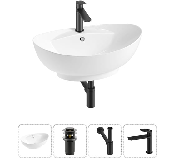 Комплект Wellsee 4 в 1 Lavinia Boho Bathroom Sink накладная раковина 59x39 см 20215152R 1