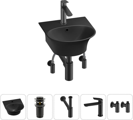 Комплект Wellsee 5 в 1 Lavinia Boho Bathroom Sink накладная/подвесная раковина 34x36 см 20216663R