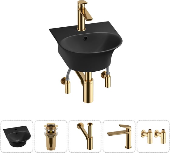 Комплект Wellsee 5 в 1 Lavinia Boho Bathroom Sink накладная/подвесная раковина 34x36 см 20216664R