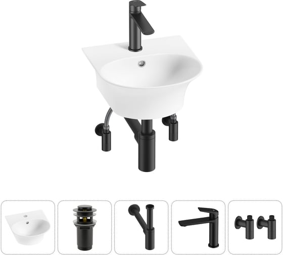 Комплект Wellsee 5 в 1 Lavinia Boho Bathroom Sink накладная/подвесная раковина 34x36 см 20216650R