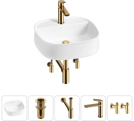Комплект Wellsee 5 в 1 Lavinia Boho Bathroom Sink накладная раковина 42x42 см 20215490R 1