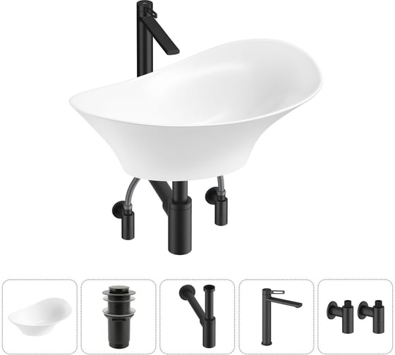 Комплект Wellsee 5 в 1 Lavinia Boho Bathroom Sink накладная раковина 56x33 см 20215361R