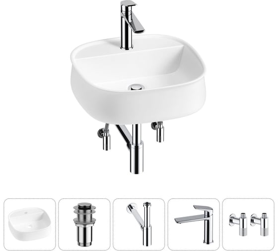 Комплект Wellsee 5 в 1 Lavinia Boho Bathroom Sink накладная раковина 42x42 см 20215488R 1