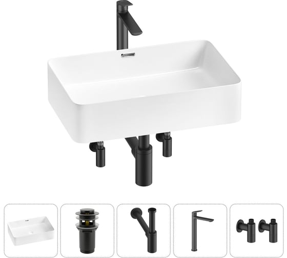 Комплект Wellsee 5 в 1 Lavinia Boho Bathroom Sink накладная раковина 60x39 см 20215252R