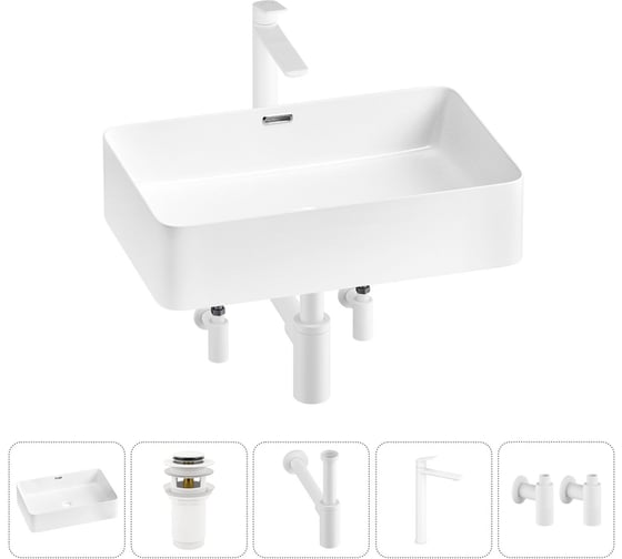 Комплект Wellsee 5 в 1 Lavinia Boho Bathroom Sink накладная раковина 55x37 см 20215238R