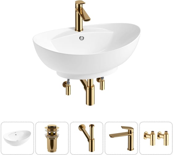Комплект Wellsee 5 в 1 Lavinia Boho Bathroom Sink накладная раковина 59x39 см 20215157R 1