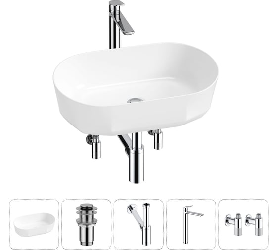 Комплект Wellsee 5 в 1 Lavinia Boho Bathroom Sink накладная раковина 55x32 см 20215817R 1