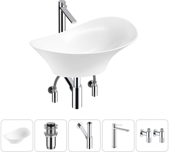 Комплект Wellsee 5 в 1 Lavinia Boho Bathroom Sink накладная раковина 56x33 см 20215360R