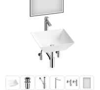 Комплект Wellsee 6 в 1 Lavinia Boho Bathroom Sink накладная раковина 42x42 см 20219297R