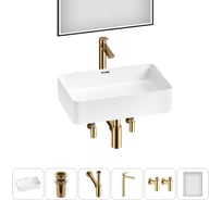 Комплект Wellsee 6 в 1 Lavinia Boho Bathroom Sink накладная раковина 48x31 см 20219323R