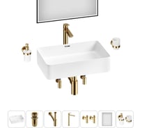 Комплект Wellsee 7 в 1 Lavinia Boho Bathroom Sink накладная раковина 55x37 см 20219335R