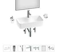 Комплект Wellsee 7 в 1 Lavinia Boho Bathroom Sink накладная раковина 54x30 см 20219357R
