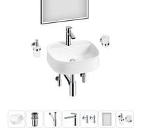 Комплект Wellsee 7 в 1 Lavinia Boho Bathroom Sink накладная раковина 42x42 см 20219461R