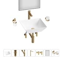 Комплект Wellsee 7 в 1 Lavinia Boho Bathroom Sink накладная раковина 42x42 см 20219303R