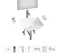 Комплект Wellsee 7 в 1 Lavinia Boho Bathroom Sink накладная раковина 42x42 см 20219301R