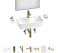 Комплект Wellsee 7 в 1 Lavinia Boho Bathroom Sink накладная раковина 54x30 см 20219359R