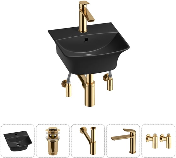 Комплект Wellsee 5 в 1 Lavinia Boho Bathroom Sink накладная/подвесная раковина 35x36 см 20216748R