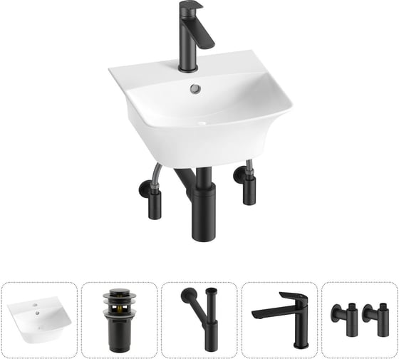 Комплект Wellsee 5 в 1 Lavinia Boho Bathroom Sink накладная/подвесная раковина 35x36 см 20216734R