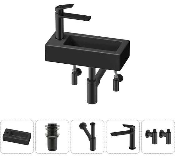 Комплект Wellsee 5 в 1 Lavinia Boho Bathroom Sink накладная/подвесная раковина 37x18 см 20215907R 1