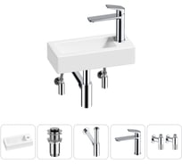 Комплект Wellsee 5 в 1 Lavinia Boho Bathroom Sink накладная/подвесная раковина 37x18 см 20215865R