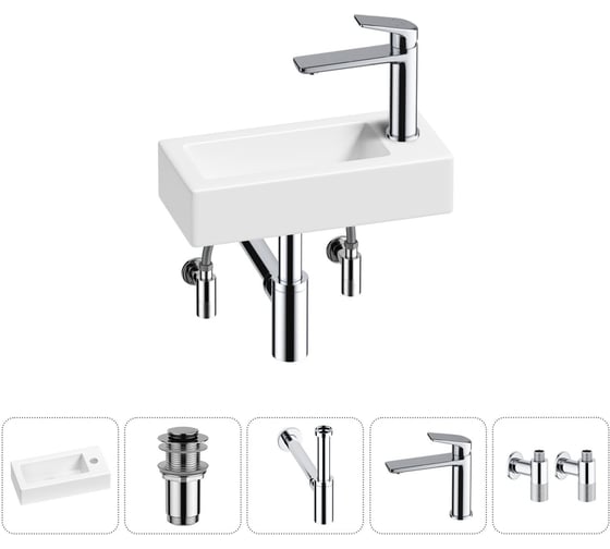 Комплект Wellsee 5 в 1 Lavinia Boho Bathroom Sink накладная/подвесная раковина 37x18 см 20215865R 1