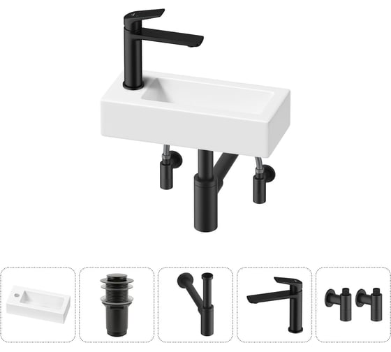 Комплект Wellsee 5 в 1 Lavinia Boho Bathroom Sink накладная/подвесная раковина 37x18 см 20215894R 1