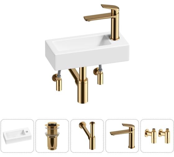 Комплект Wellsee 5 в 1 Lavinia Boho Bathroom Sink накладная/подвесная раковина 37x18 см 20215867R 1