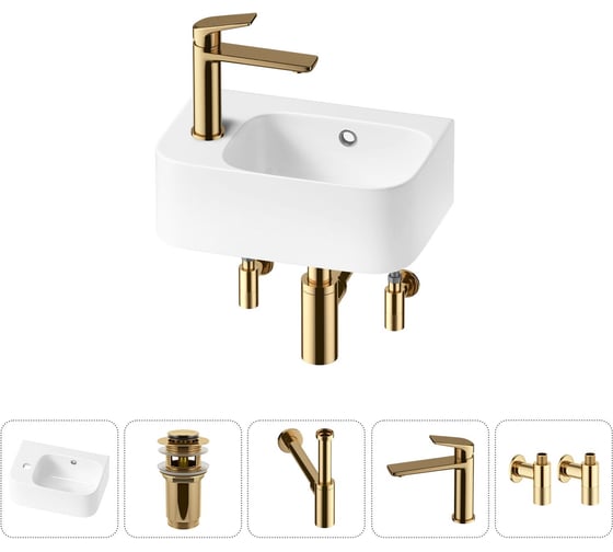 Комплект Wellsee 5 в 1 Lavinia Boho Bathroom Sink накладная/подвесная раковина 37x25 см 20216539R 1