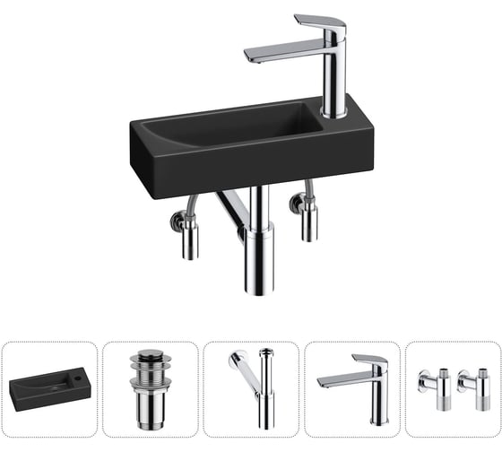 Комплект Wellsee 5 в 1 Lavinia Boho Bathroom Sink накладная/подвесная раковина 38x14 см 20215962R