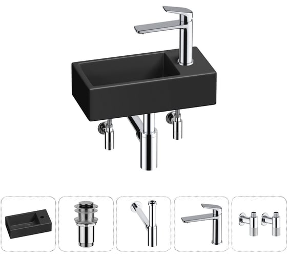 Комплект Wellsee 5 в 1 Lavinia Boho Bathroom Sink накладная/подвесная раковина 40x20 см 20215990R 1