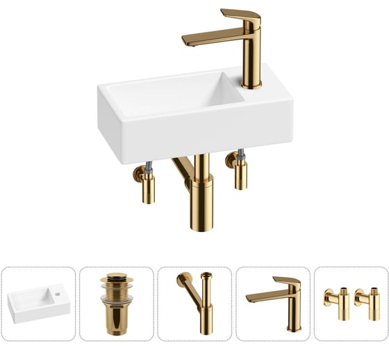 Комплект Wellsee 5 в 1 Lavinia Boho Bathroom Sink накладная/подвесная раковина 40x20 см 20215979R 1