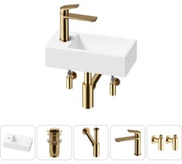 Комплект Wellsee 5 в 1 Lavinia Boho Bathroom Sink накладная/подвесная раковина 40x20 см 20216007R