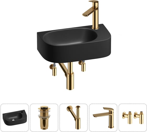 Комплект Wellsee 5 в 1 Lavinia Boho Bathroom Sink накладная/подвесная раковина 40x22 см 20216328R