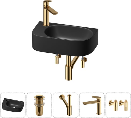 Комплект Wellsee 5 в 1 Lavinia Boho Bathroom Sink накладная/подвесная раковина 40x22 см 20216356R