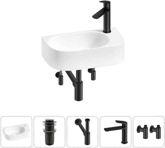 Комплект Wellsee 5 в 1 Lavinia Boho Bathroom Sink накладная/подвесная раковина 40x22 см 20216314R 1