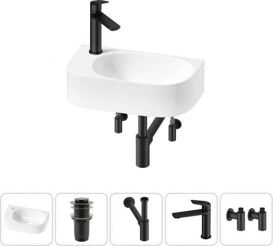 Комплект Wellsee 5 в 1 Lavinia Boho Bathroom Sink накладная/подвесная раковина 40x22 см 20216342R 1