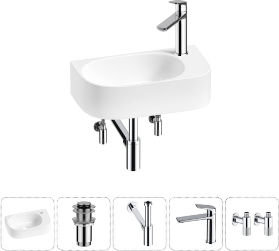 Комплект Wellsee 5 в 1 Lavinia Boho Bathroom Sink накладная/подвесная раковина 40x22 см 20216313R 1