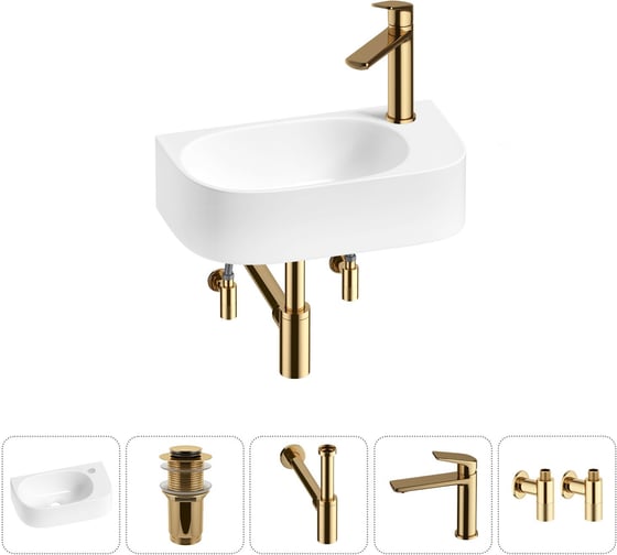 Комплект Wellsee 5 в 1 Lavinia Boho Bathroom Sink накладная/подвесная раковина 40x22 см 20216315R 1