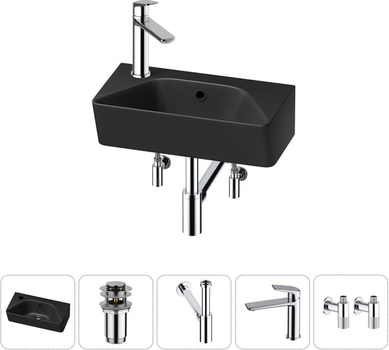 Комплект Wellsee 5 в 1 Lavinia Boho Bathroom Sink накладная/подвесная раковина 40x22 см 20216466R