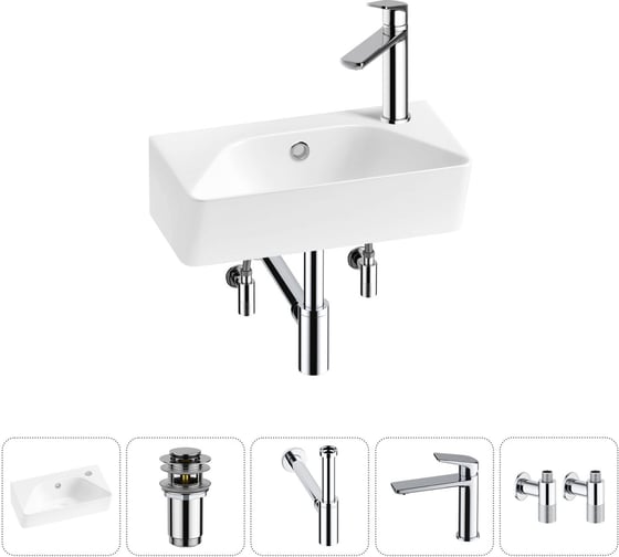 Комплект Wellsee 5 в 1 Lavinia Boho Bathroom Sink накладная/подвесная раковина 40x22 см 20216425R 1