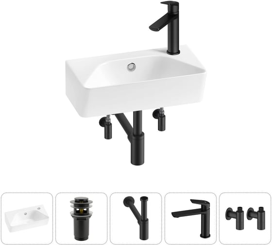 Комплект Wellsee 5 в 1 Lavinia Boho Bathroom Sink накладная/подвесная раковина 40x22 см 20216426R 1