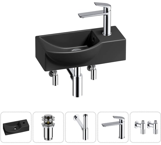 Комплект Wellsee 5 в 1 Lavinia Boho Bathroom Sink накладная/подвесная раковина 40x23 см 20216074R