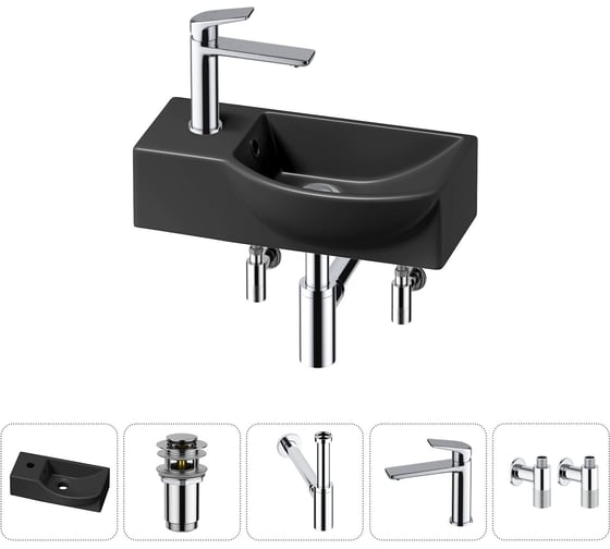 Комплект Wellsee 5 в 1 Lavinia Boho Bathroom Sink накладная/подвесная раковина 40x23 см 20216046R