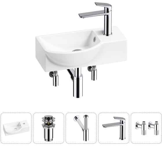 Комплект Wellsee 5 в 1 Lavinia Boho Bathroom Sink накладная/подвесная раковина 40x23 см 20216061R