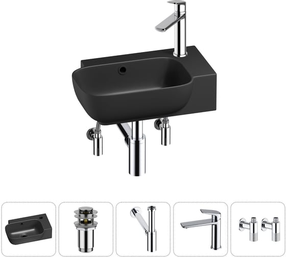 Комплект Wellsee 5 в 1 Lavinia Boho Bathroom Sink накладная/подвесная раковина 40x24 см 20216382R 1