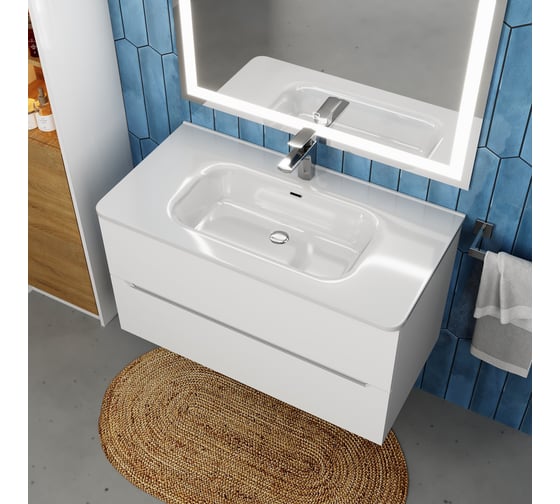Раковина керамическая для ванной uperwood Monica 90 см, белая глянцевая RMonica90wg