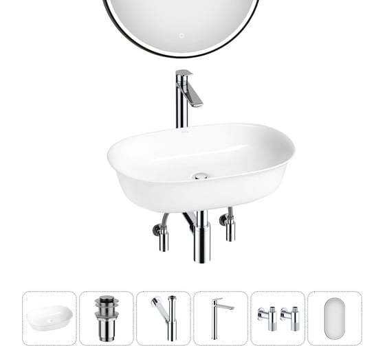 Акционный набор Wellsee 6 в 1 Brillant iCon накладная раковина 60x40 см 20218737R 1