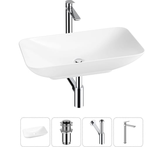 Акционный набор Wellsee 4 в 1 Demure накладная раковина 70x38 см 20214607R