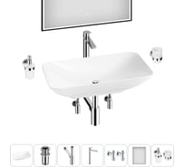 Акционный набор Wellsee 7 в 1 Demure накладная раковина 70x38 см 20218543R