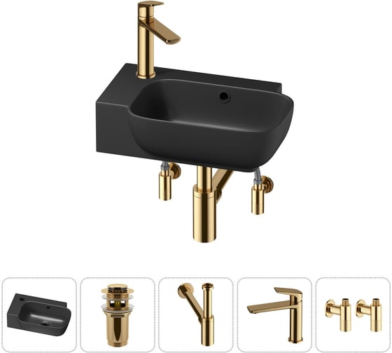 Комплект Wellsee 5 в 1 Lavinia Boho Bathroom Sink накладная/подвесная раковина 40x24 см 20216412R